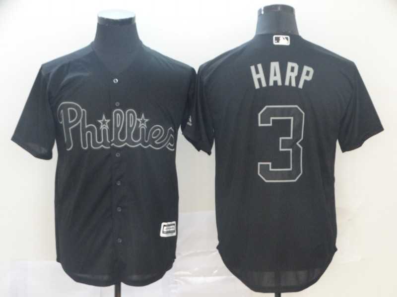 Phillies 3 Bryce Harper Harp Black 2019 Players' Weekend Player Jersey,We sell and wholesale Phillies 3 Bryce Harper Harp Black 2019 Players' Weekend Player Jersey on line form chian!